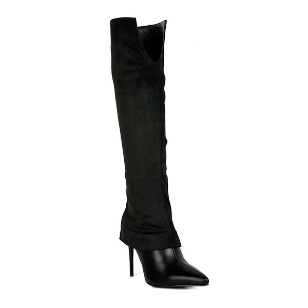 London Rag Fifido Women's High Heel Fold-Over Knee Boots