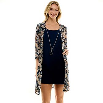 Women's Luxology Ruffled Cardigan & Mini Dress Set