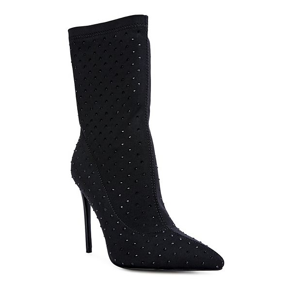 London Rag Cheugy Women's Rhinestone High Heel Ankle Boots