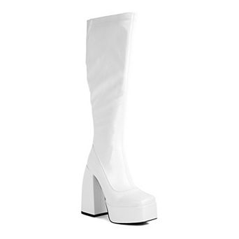 London Rag Fanning Women's Block Heel Knee-High Boots