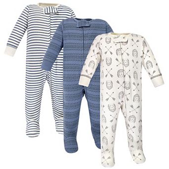 Yoga Sprout Baby Cotton Zipper Sleep and Play 3-Pack, Hedgehog, 6-9 Months