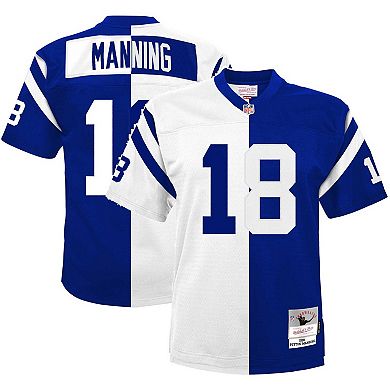 Men's Mitchell & Ness Peyton Manning Royal/White Indianapolis Colts 1998 Split Legacy Replica Jersey