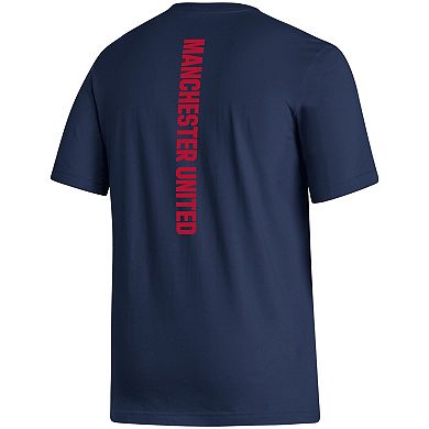 Men's adidas Navy Manchester United Vertical Back T-Shirt