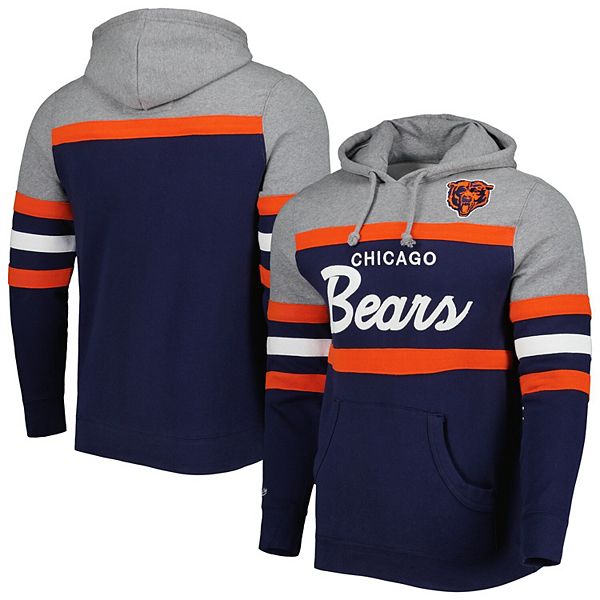 Men's Mitchell & Ness Navy/Heathered Gray Chicago Bears Head Coach Pullover  Hoodie