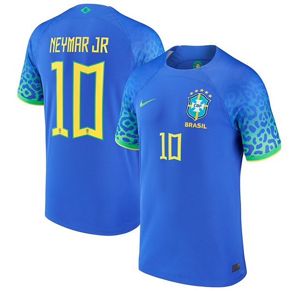 Men's Nike Neymar Jr. Blue Brazil National Team 2022/23 Away Breathe  Stadium Replica Player Jersey