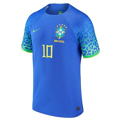 Men's Nike Neymar Jr. Blue Brazil National Team 2022/23 Away Breathe Stadium Replica Player Jersey