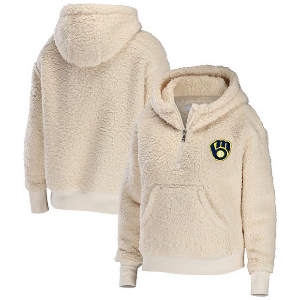 Women's zip-up Sherpa fleece with hood - cream