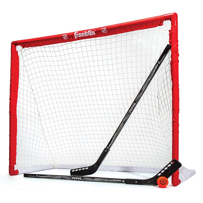 Franklin Sports NHL Youth Street Hockey Set - 2 Sticks  PVC Goal + Roller Hockey Ball - Indoor + Outdoor Net - 46