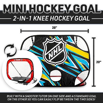 Franklin Sports NHL Kids Mini Hockey Goal and Target Set with Pop Up Goal, Shooter Tutor, 2 Mini Sticks and 2 Mini Foam Balls