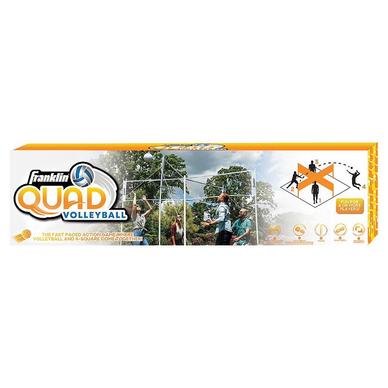 Franklin Sports Four Square Quad Volleyball 4 Way Net Game Set, White