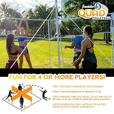Franklin Sports Four Square Quad Volleyball 4 Way Net Game Set
