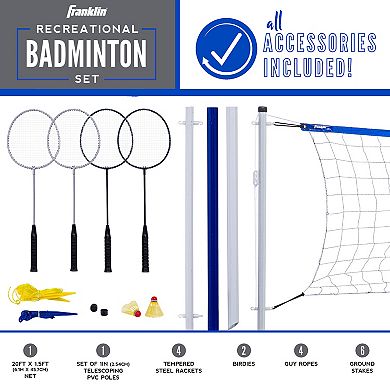 Franklin Sports Complete Badminton Set with Net, Rackets and Birdies