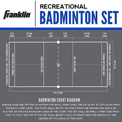 Franklin Sports Complete Badminton Set with Net, Rackets and Birdies