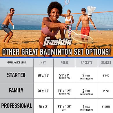 Franklin Sports Complete Badminton Set with Net, Rackets and Birdies