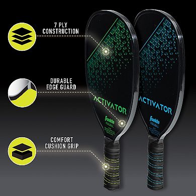 Franklin Sports Pickleball 2 Player Activator Wood Pickleball Paddles and 2 X-40 Pickleballs Set
