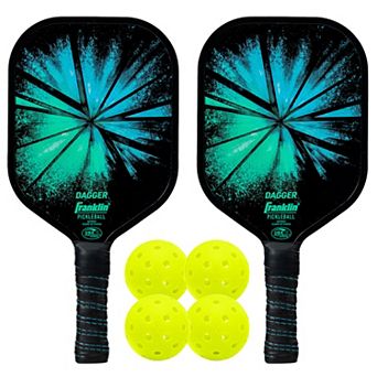 Franklin Sports Pickleball Dagger Fiberglass Pickleball Rackets and 4 X-40 Pickleballs Set
