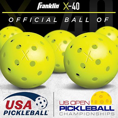 Franklin Sports Pickleball Dagger Fiberglass Pickleball Rackets and 4 X-40 Pickleballs Set