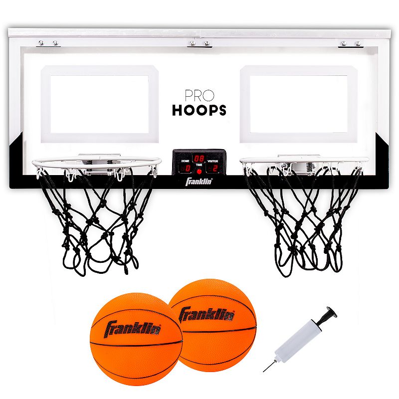 Franklin Sports 2-Player Over-The-Door Double Mini Basketball Hoop, Blue