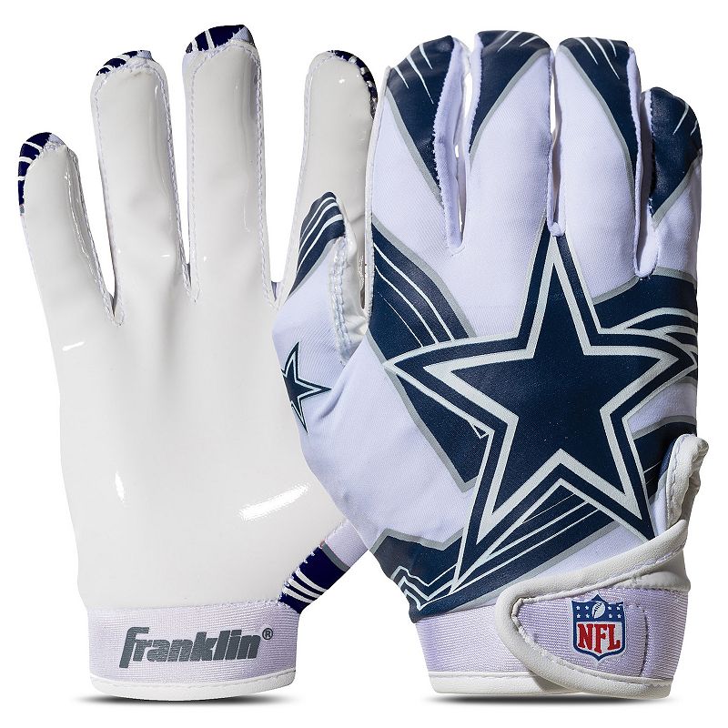 Franklin Sports NFL Cowboys Youth Football Receiver Gloves, White, M/L