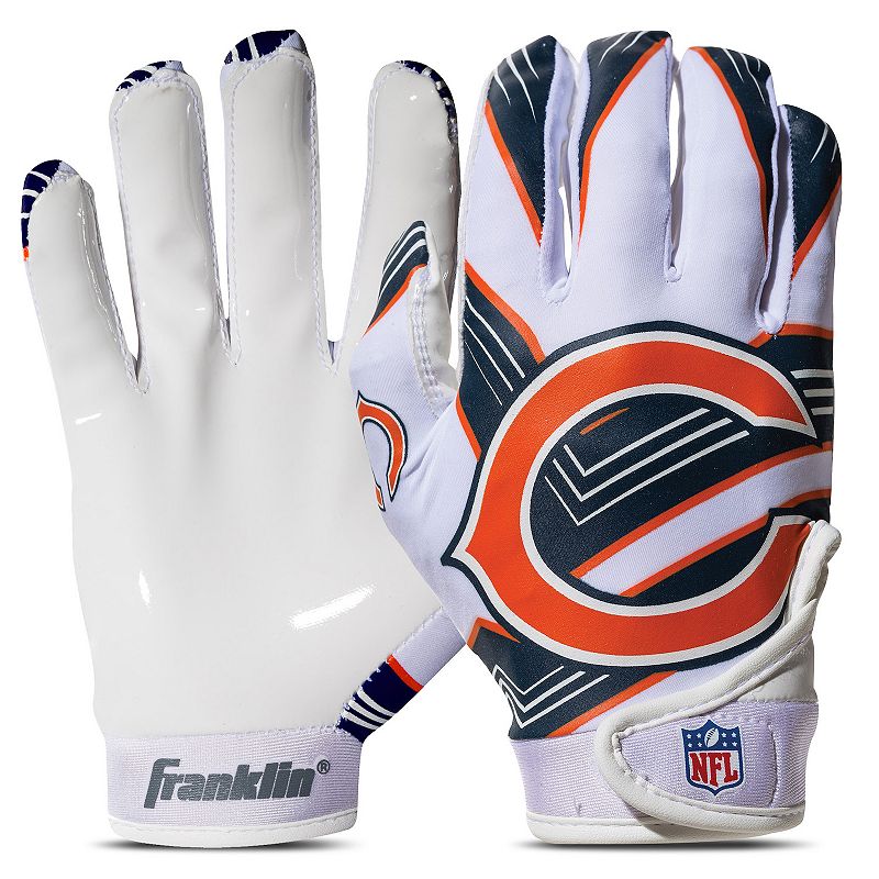 Franklin Sports NFL Bears Youth Football Receiver Gloves, White, M/L