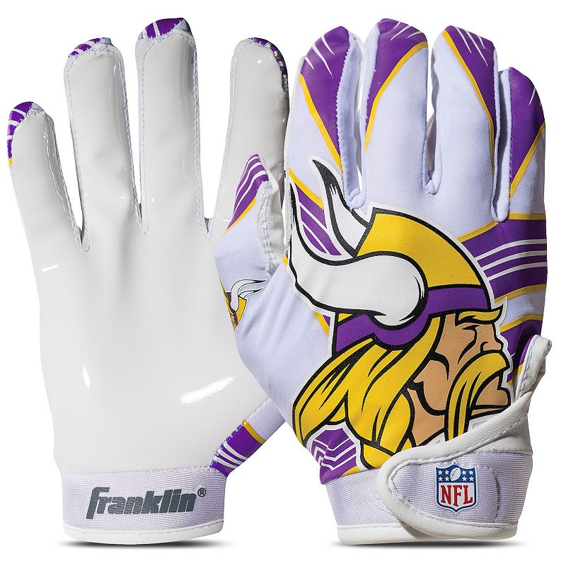 Franklin Sports NFL Vikings Youth Football Receiver Gloves, White, M/L