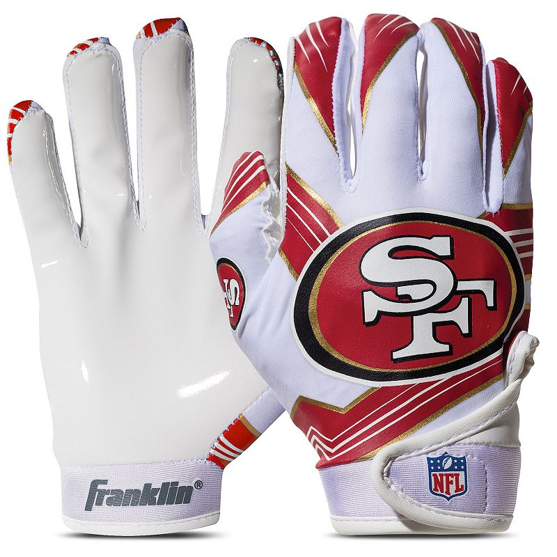 Franklin Sports NFL 49ERS Youth Football Receiver Gloves, White, M/L