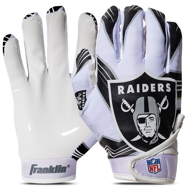 Franklin Sports NFL Raiders Youth Football Receiver Gloves, White, M/L
