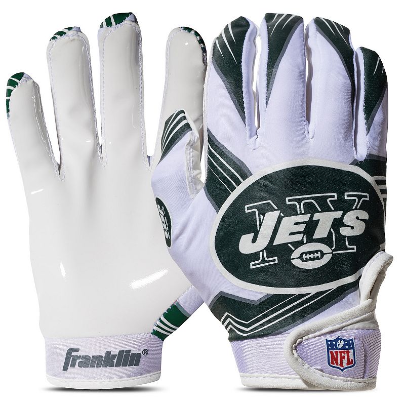 Franklin Sports NFL Jets Youth Football Receiver Gloves, White, M/L