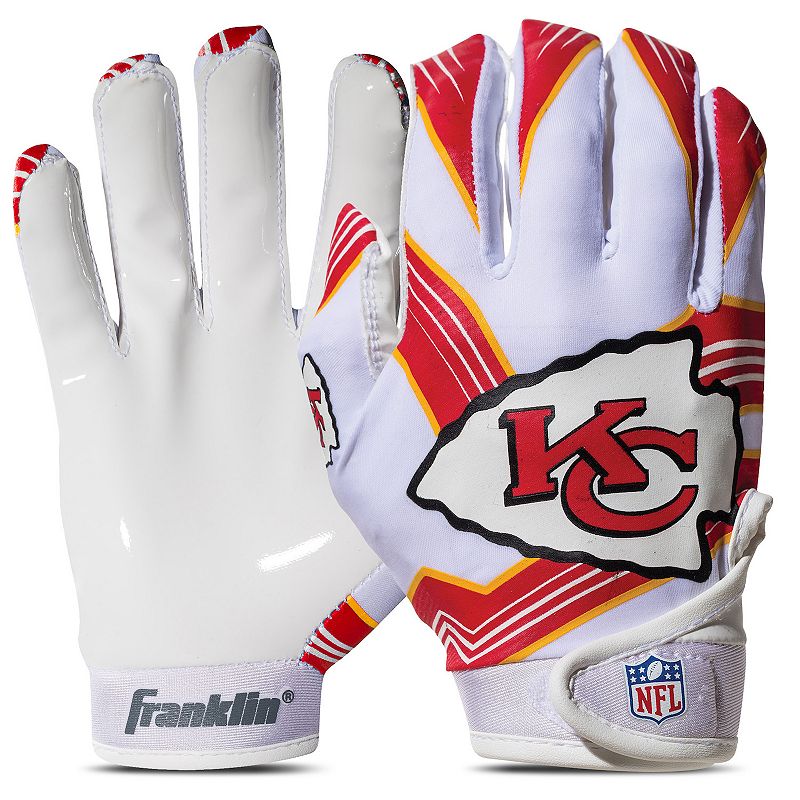Franklin Sports NFL Chiefs Youth Football Receiver Gloves, White, M/L