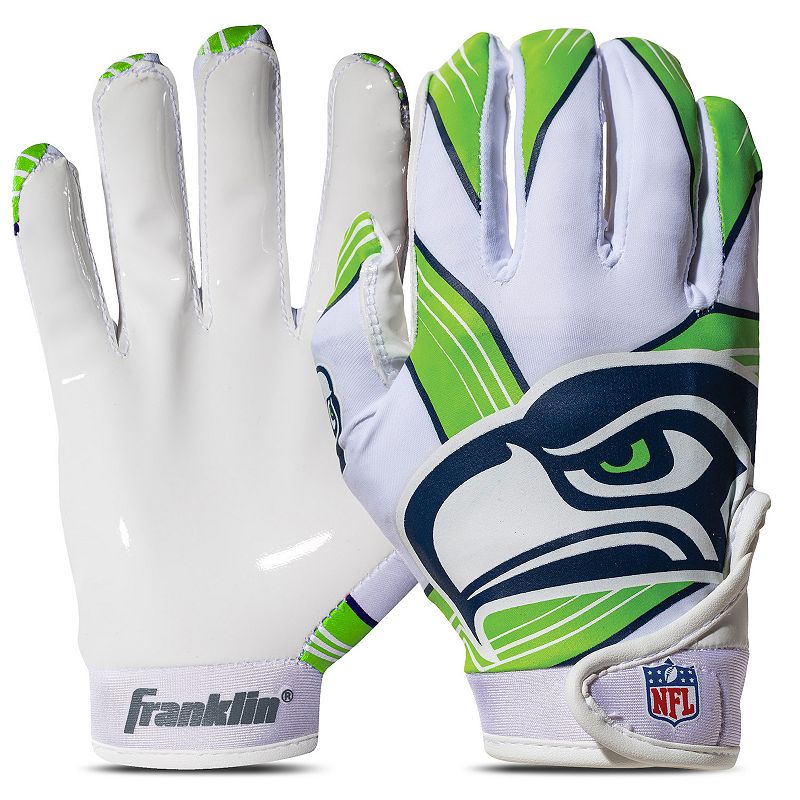 Franklin Sports NFL Seahawks Youth Football Receiver Gloves, White, M/L