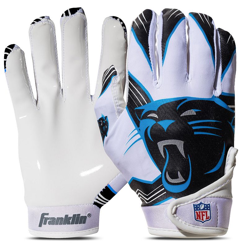 Franklin Sports NFL Panthers Youth Football Receiver Gloves, White, M/L