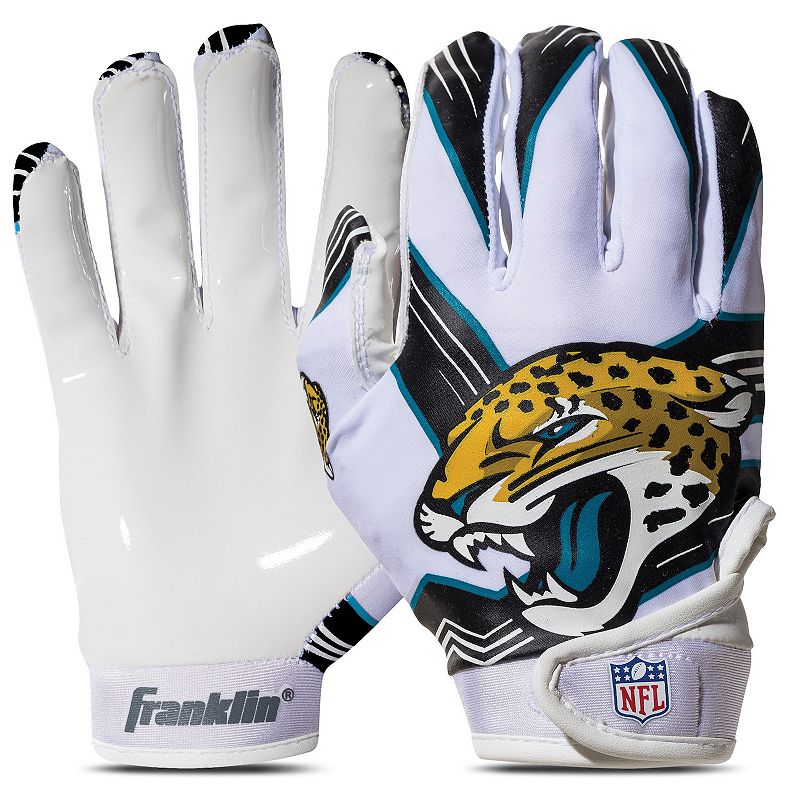 Franklin Sports NFL Jaguars Youth Football Receiver Gloves, White, M/L