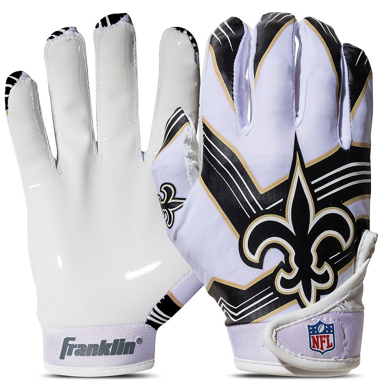 Franklin Sports New Orleans Saints Youth NFL Football Receiver Gloves, Blac