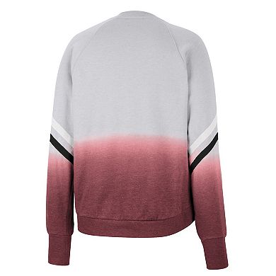 Women's Colosseum Gray Oklahoma Sooners Cue Cards Dip-Dye Raglan Pullover Sweatshirt