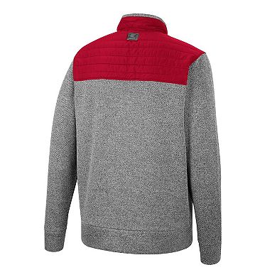 Men's Colosseum Gray/Crimson Indiana Hoosiers Putter Herringbone Full-Zip Jacket