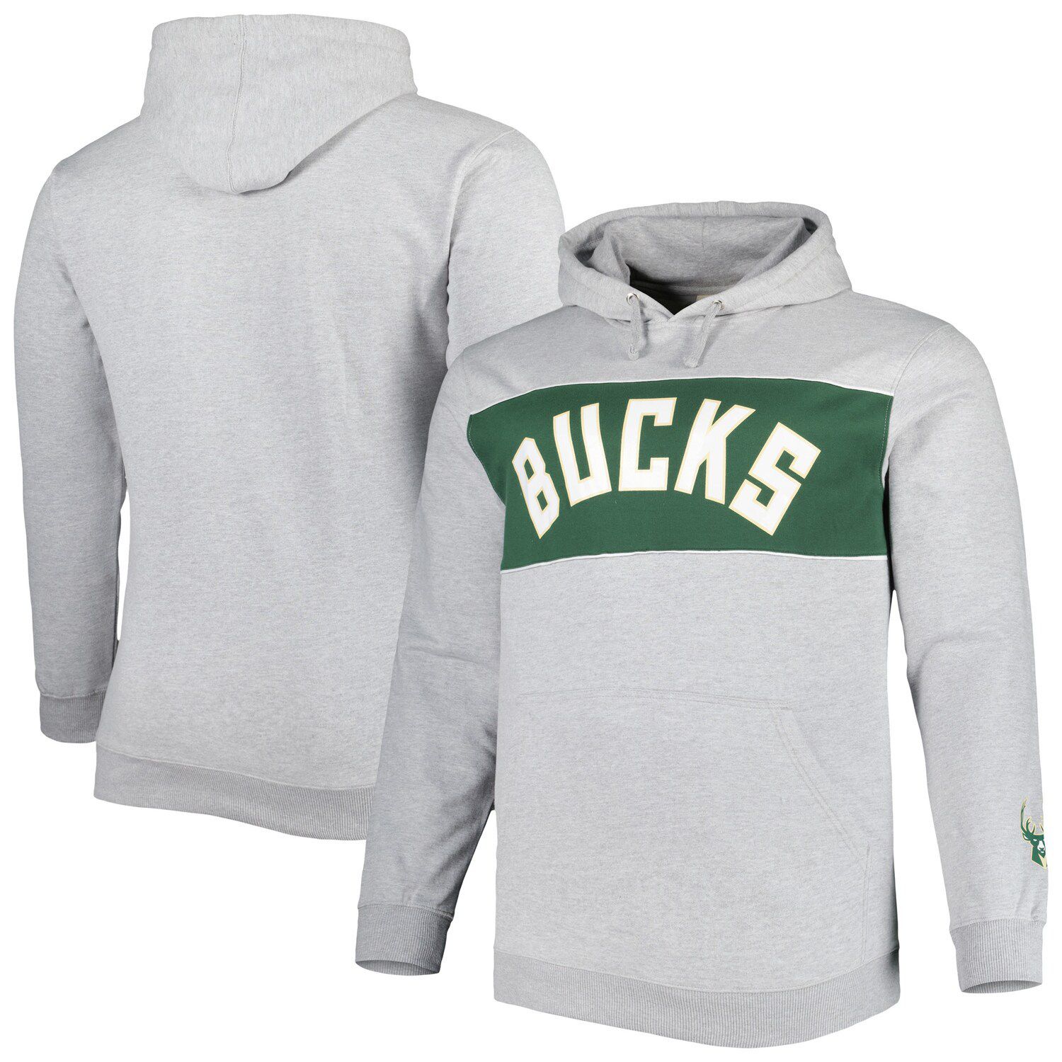 Men's Tommy Jeans Gray Milwaukee Bucks James Patch Pullover Sweatshirt