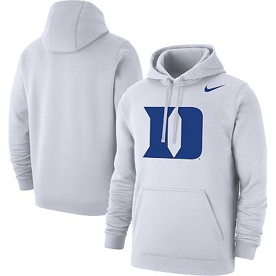 Men s Nike White Duke Blue Devils Logo Club Pullover Hoodie