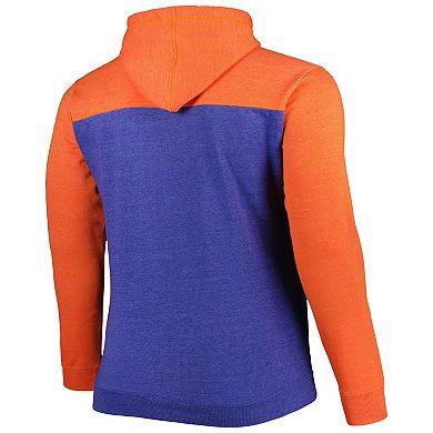 Men's Fanatics Branded Heathered Blue/Heathered Orange New York Knicks Big & Tall Down and Distance Full-Zip Hoodie