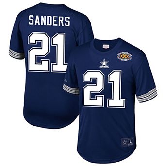 Men's Mitchell & Ness Deion Sanders Navy Dallas Cowboys Retired Player Name & Number Mesh Top