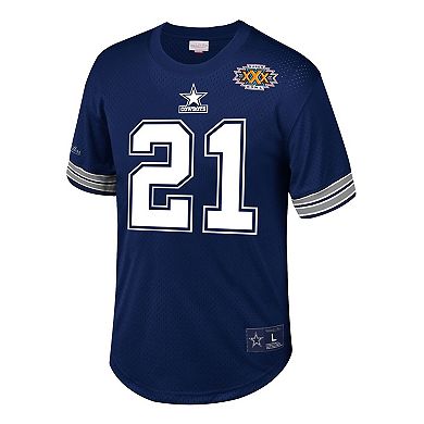 Men's Mitchell & Ness Deion Sanders Navy Dallas Cowboys Retired Player Name & Number Mesh Top