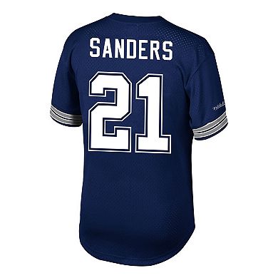 Men's Mitchell & Ness Deion Sanders Navy Dallas Cowboys Retired Player Name & Number Mesh Top