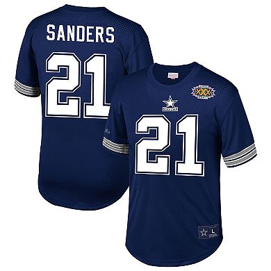 Men's Mitchell & Ness Deion Sanders Navy Dallas Cowboys Retired Player Name & Number Mesh Top