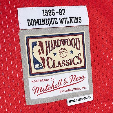 Men's Mitchell & Ness Dominique Wilkins Yellow/Red Atlanta Hawks Hardwood Classics 1986-87 Split Swingman Jersey