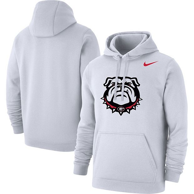 Men s Nike White Georgia Bulldogs Logo Club Pullover Hoodie