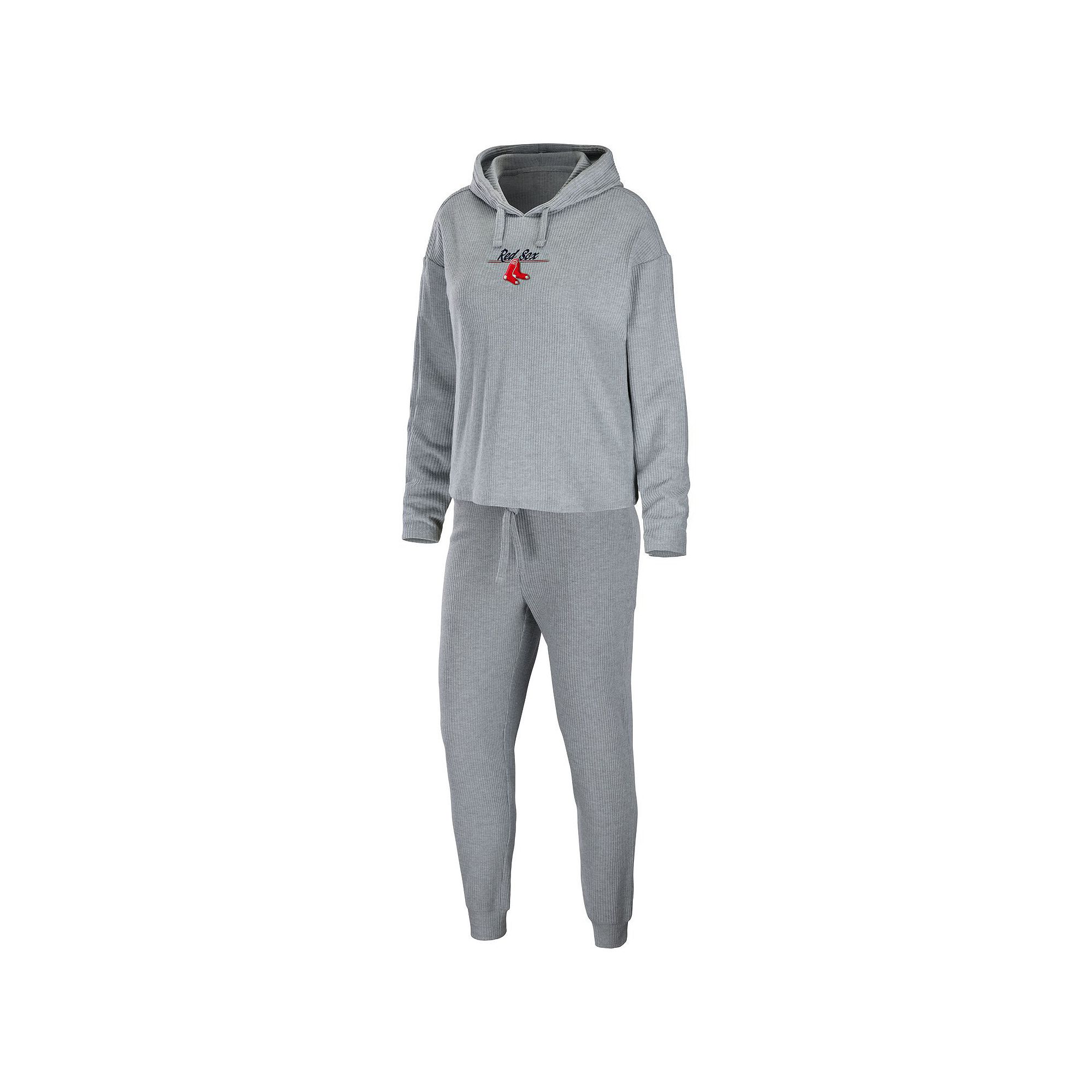 Womens WEAR by Erin Andrews Heather Gray Boston Red Sox Logo Pullover Hood