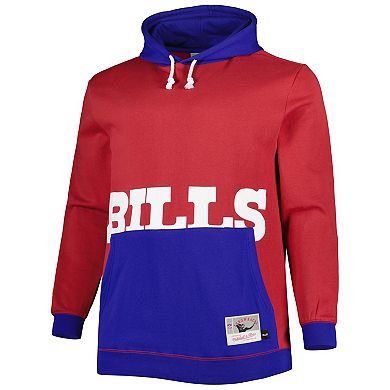 Men's Mitchell & Ness Red/Royal Buffalo Bills Big & Tall Big Face Pullover Hoodie