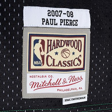 Men's Mitchell & Ness Paul Pierce Black/Kelly Green Boston Celtics Hardwood Classics 2007/08 Split Swingman Jersey