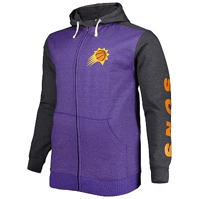 Men's Fanatics Branded Purple/Heathered Black Phoenix Suns Big & Tall Down and Distance Full-Zip Hoodie