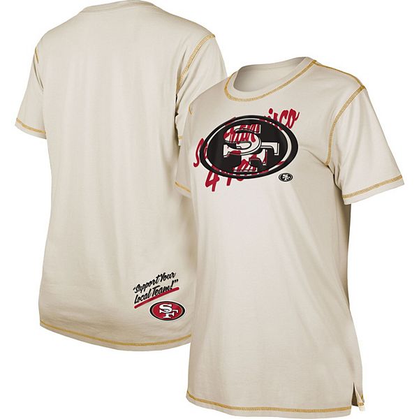 Women's New Era Cream San Francisco 49ers Split T-Shirt Size: Extra Small