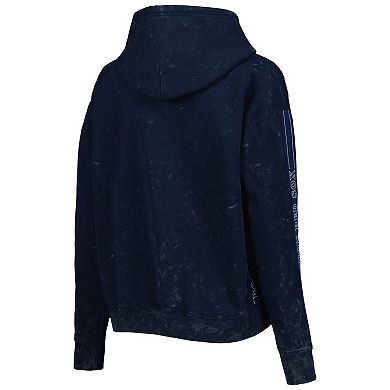 Women's The Wild Collective Navy Boston Red Sox Marble Pullover Hoodie